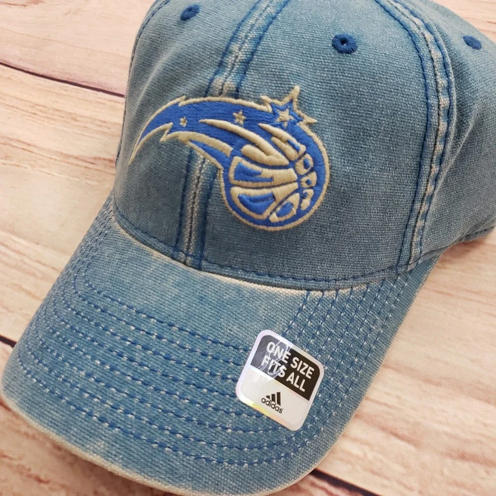 Orlando Magic Hat Cap Strap Back Blue Adjustable Men NBA Basketball Adidas Denim